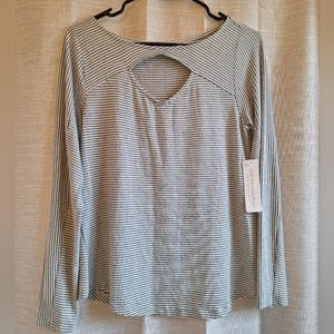 NWT Soft Surroundings | Striped Grey & White Hyacinth Top Size X Small